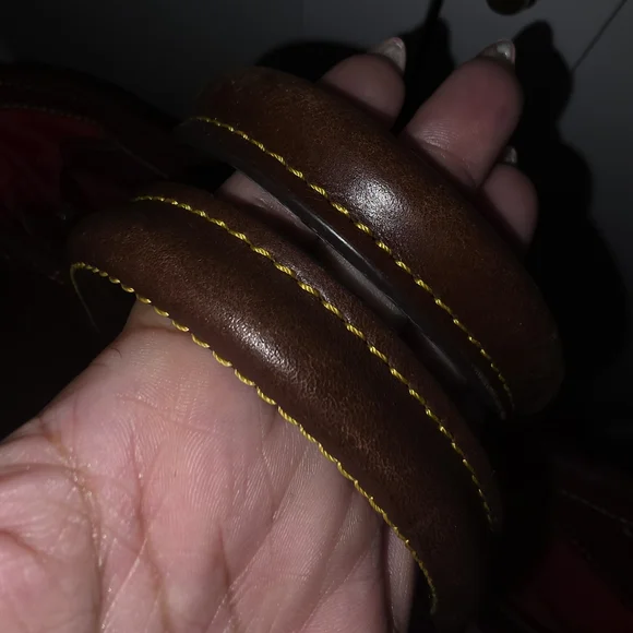 Dooney & Bourke Merlot Leather Satchel with Brown Trim and Yellow Stitching - Picture 4 of 6